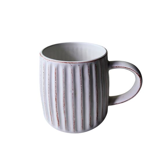 STARBUCKS Gray Red 2013 Ribbed Ceramic 16 oz. Coffee Mug - Picture 1 of 6